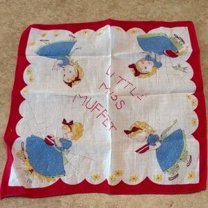 Vintage Handkerchief  women’s or child’s  Little Miss Muffet